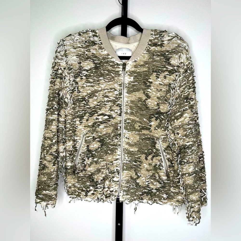 Iro Paris Frayed Jacket - Camo - Zip Closure